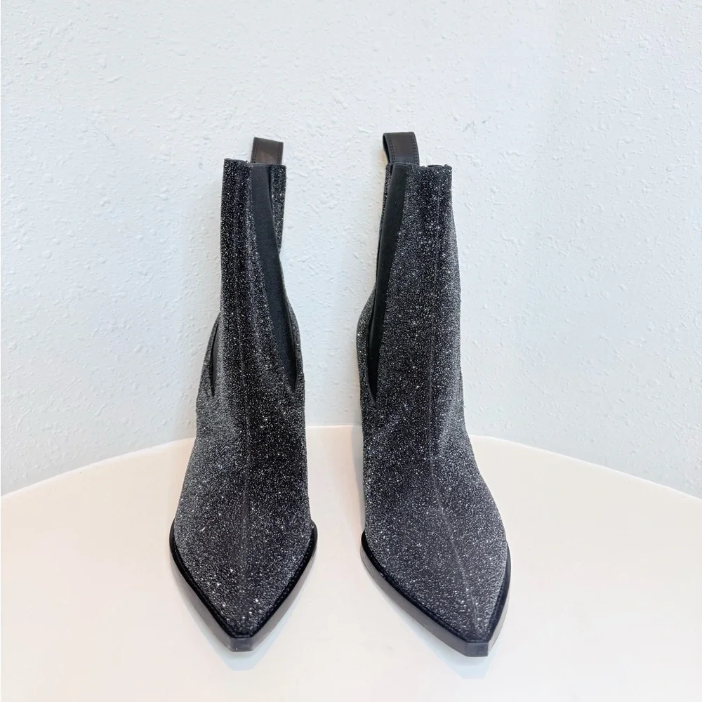 All Saints Women’s Ria Sparkle Glittery Black Bootie Size 10 NWT